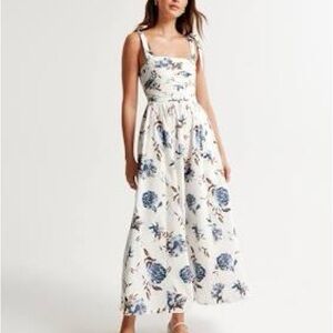 Abercrombie & Fitch White and Blue Floral Midi Dress